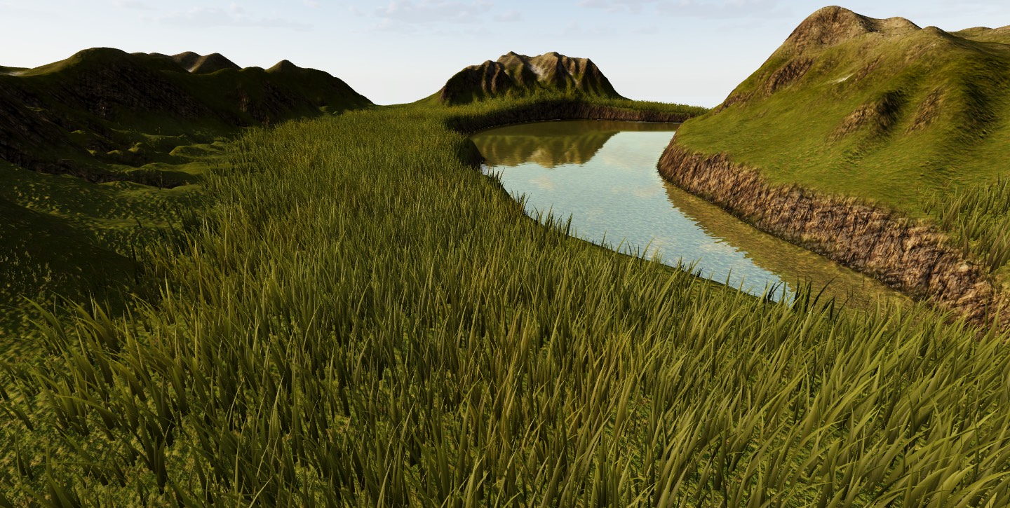A valley with a lake, made with ArdORA